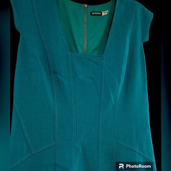 Magaschoni emerald green midi dress wool blend 8 - Picture 3 of 8